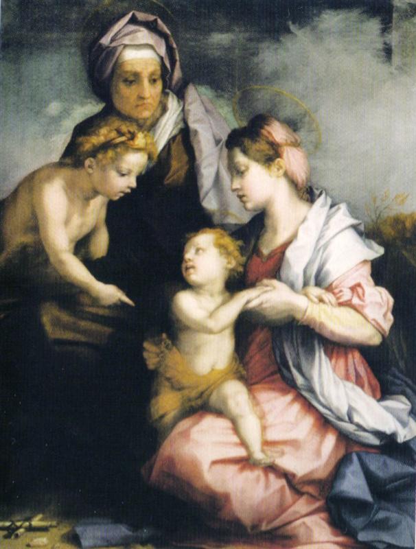 安德烈·德尔·萨托( Andrea del Sarto)作品欣赏-麦当娜和孩子与圣伊丽莎白和施洗者圣约翰