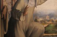多梅尼科.贝卡富米(Domenico Beccafumi)作品-锡耶纳的圣凯瑟琳接受圣本尼迪克特和杰罗姆之间的圣痕（局部）