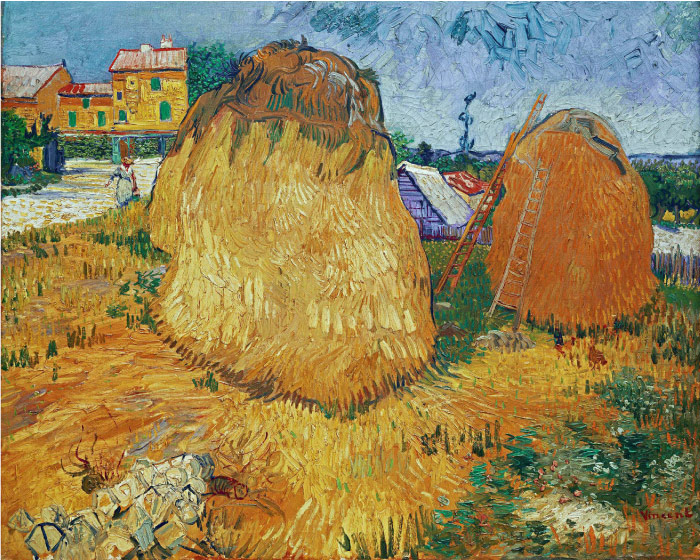 梵高（Vincent van Gogh）高清作品 –Haystacks in Provence