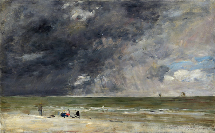 欧仁·布丁（Eugène Boudin）高清作品-特鲁维尔海滩 2