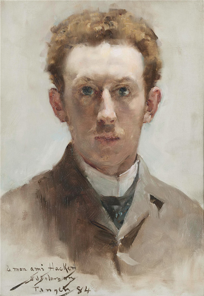 亚瑟·哈克 (Arthur Hacker)作品-亚瑟·哈克肖像，1884年