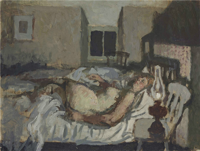 伯纳德·邓斯坦(Bernard Dunstan)作品-小屋卧室，1960年