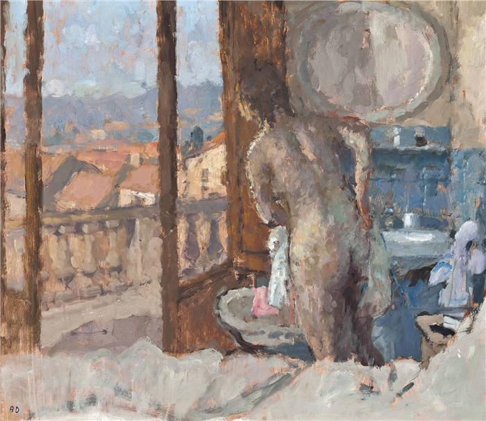 伯纳德·邓斯坦(Bernard Dunstan)作品-阳台室，圣吉米尼亚诺