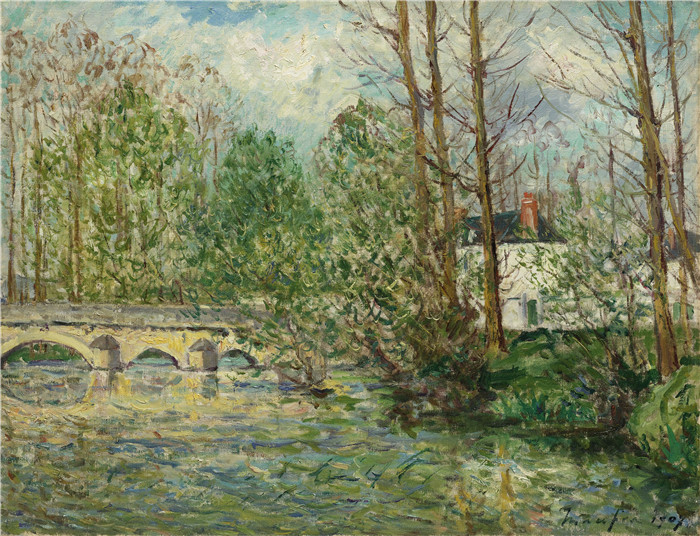 马克西姆·莫夫拉（Maxime Maufra）作品-拉瓦尔丁的春季景观，1907年
