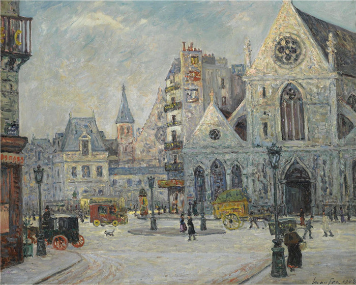 马克西姆·莫夫拉（Maxime Maufra）作品-巴黎圣马丁街圣尼古拉斯·德尚教堂，1908年