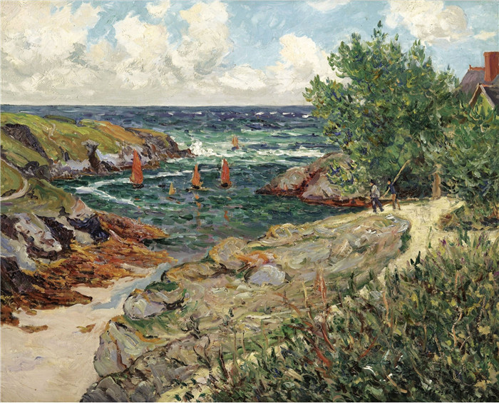 马克西姆·莫夫拉（Maxime Maufra）作品-古尔法尔港，Belle Ile en Mer，1909年