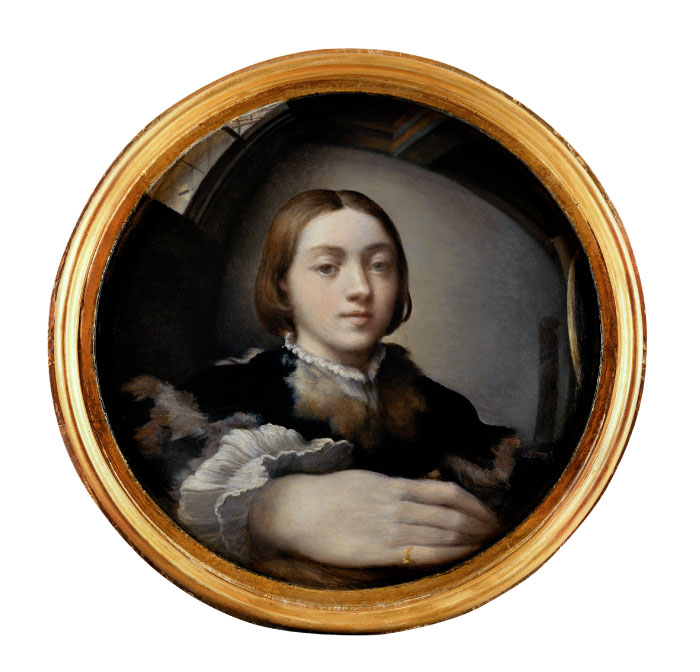 帕米贾尼诺(Parmigianino)作品-《凸面镜中的自画像》