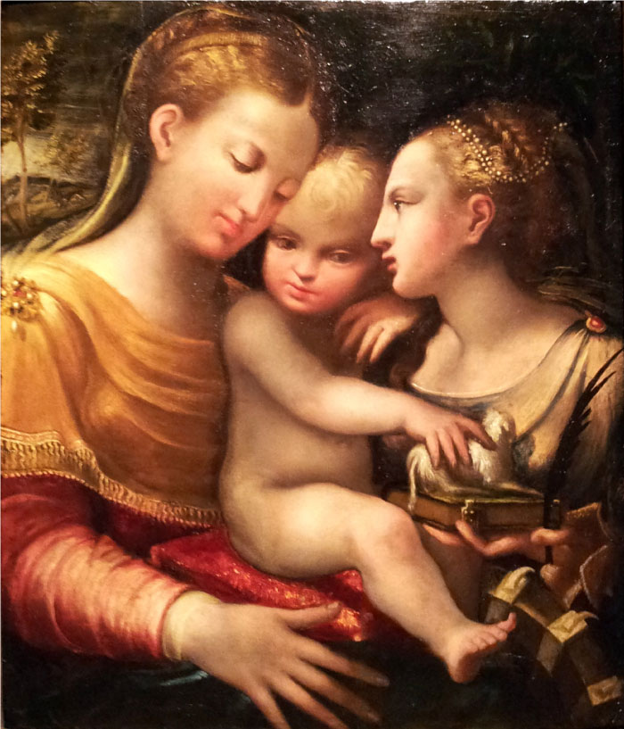 帕米贾尼诺(Parmigianino)作品-麦当娜会见凯瑟琳 1550年