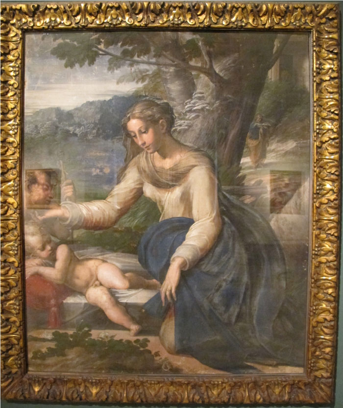 帕米贾尼诺(Parmigianino)作品-神圣家族，约1525-27年