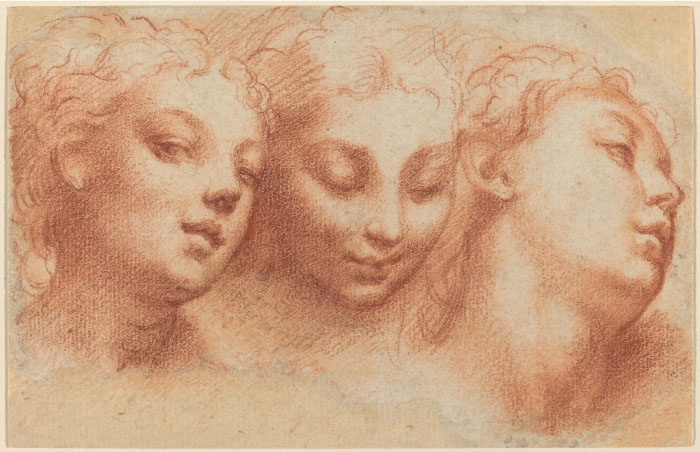 帕米贾尼诺(Parmigianino)作品-《三个女人的头》，约1522年