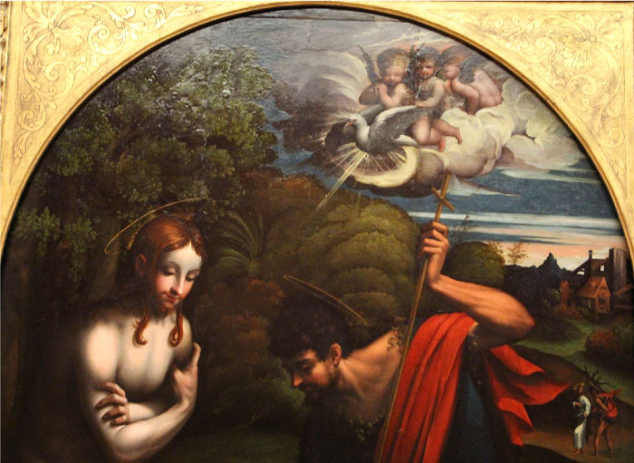 帕米贾尼诺(Parmigianino)作品-基督的洗礼，约1519年