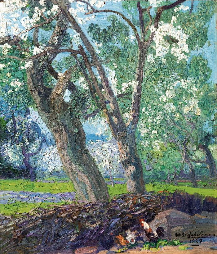 安格拉达·卡马拉萨（Anglada Camarasa）作品-景观中的树木