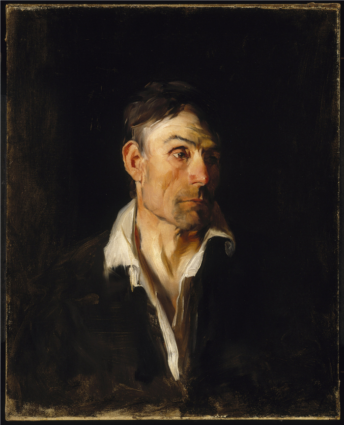 弗兰克·杜文内克（Frank Duveneck）作品-《一个人的肖像》，1876年
