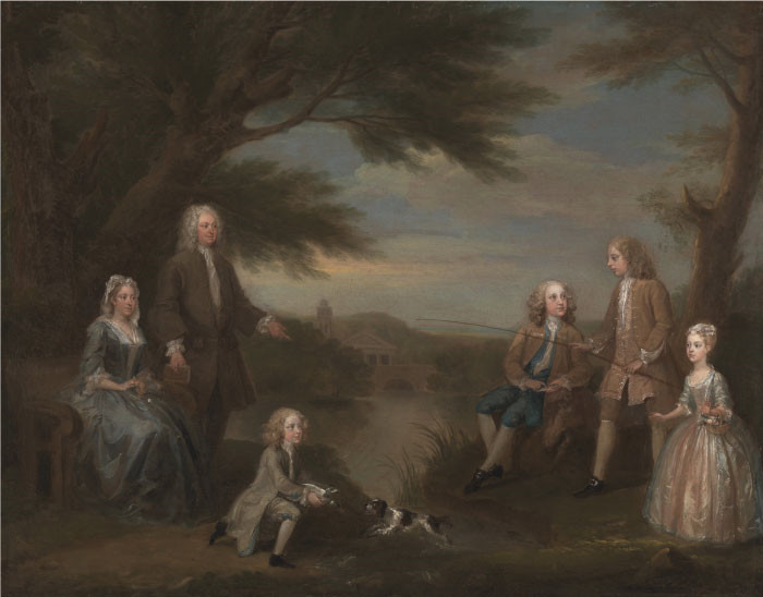 威廉·霍加斯（William Hogarth）超清油画作品-约翰和伊丽莎白·杰弗里斯和他们的孩子