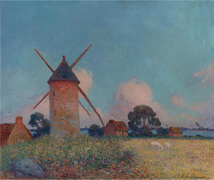 费迪南德·洛恩·杜·普伊高多（Ferdinand Loyen Du Puigaudeau）作品-带风车的景观