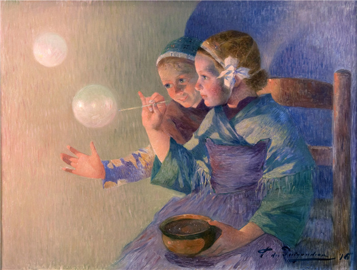 费迪南德·洛恩·杜·普伊高多（Ferdinand Loyen Du Puigaudeau）作品-肥皂泡，1896年