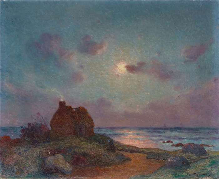 费迪南德·洛恩·杜·普伊高多（Ferdinand Loyen Du Puigaudeau）作品-在黄昏的海岸上