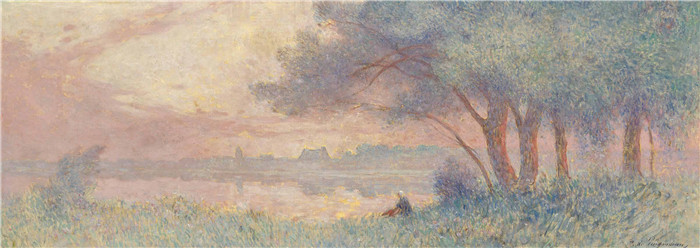 费迪南德·洛恩·杜·普伊高多（Ferdinand Loyen Du Puigaudeau）作品-拉布莱尔湖畔的黄昏