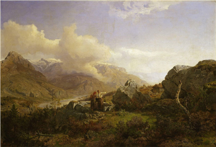 汉斯·古德（Hans Gude）风景油画作品-挪威高地 2