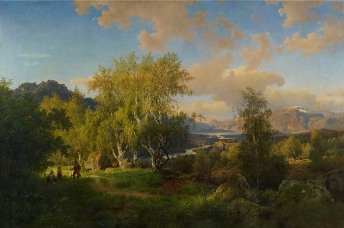 汉斯·古德（Hans Gude）风景油画作品-林格里奇的风景 Landscape from Ringerige