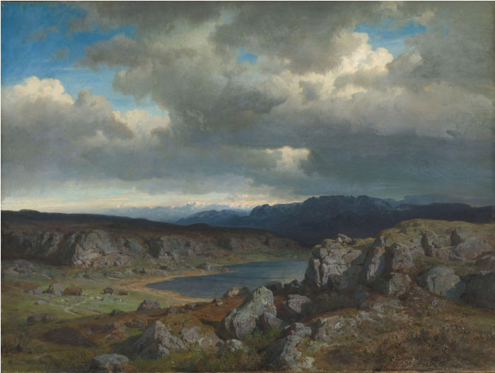 汉斯·古德（Hans Gude）风景油画作品-挪威高地