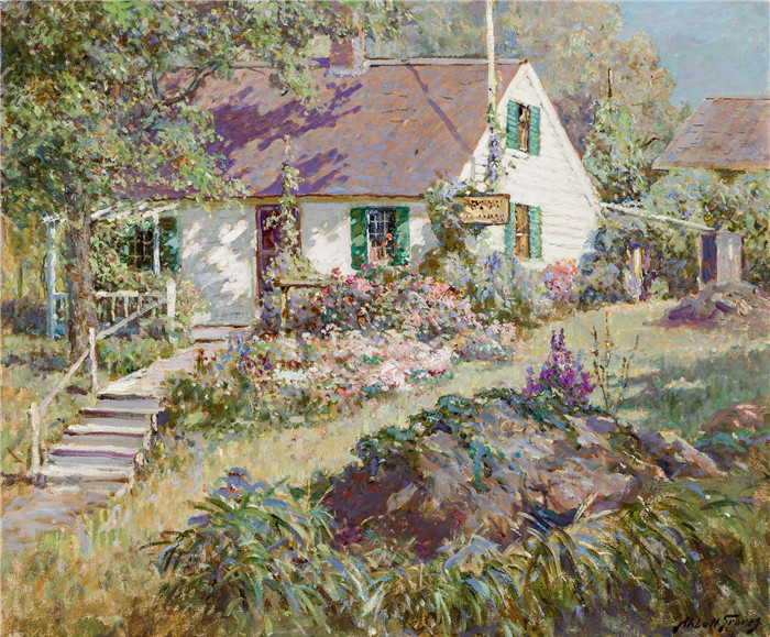 阿博特·富勒·格拉夫（Abbott Fuller Graves）油画-小屋花园