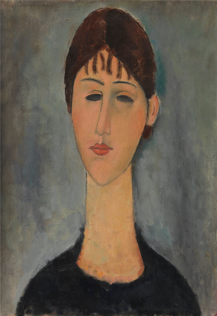 阿米迪奥·莫迪利亚尼（Amedeo Modigliani）油画-《年轻女子》，肖像画，1918年