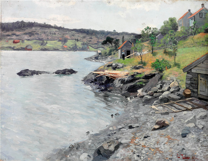 弗里茨·陶洛（Frits Thaulow）高清 作品-挪威海岸1889