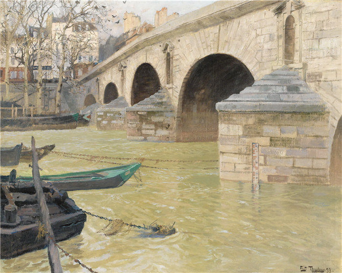 弗里茨·陶洛（Frits Thaulow）高清 作品-玛丽桥，巴黎，1893年