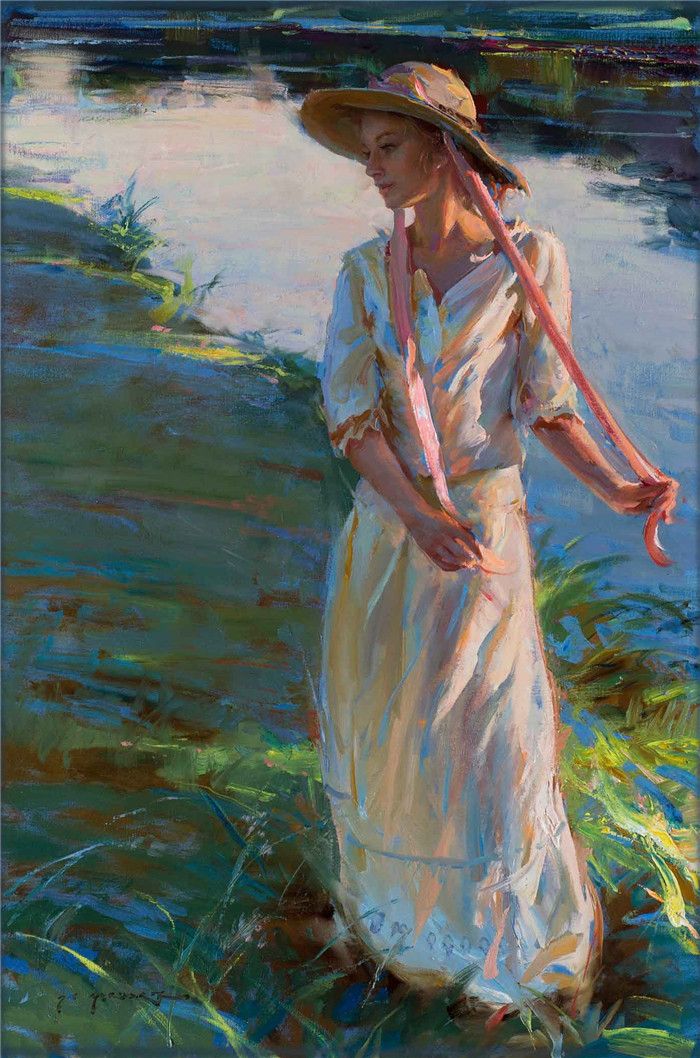 丹尼尔·格哈茨（Daniel Gerhartz）油画作品-阳光的最后一吻 Last Kiss of Sunlight