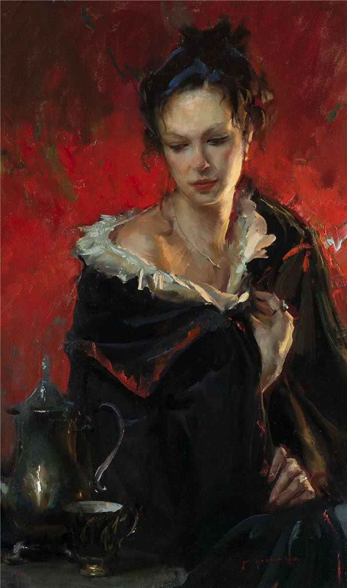 丹尼尔·格哈茨（Daniel Gerhartz）油画作品-优雅裁剪 Elegance Cropped