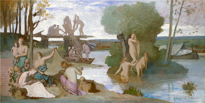 皮埃尔·皮维·德·夏凡纳（Pierre Puvis de Chavannes）作品-河，1864年