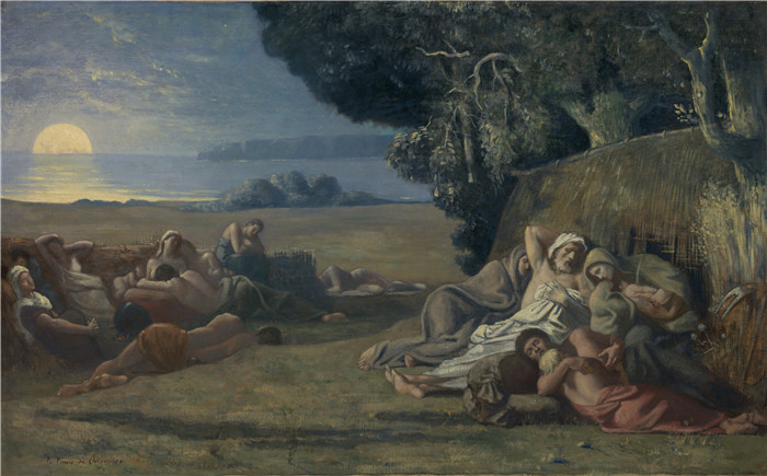 皮埃尔·皮维·德·夏凡纳（Pierre Puvis de Chavannes）作品-睡眠，1867年