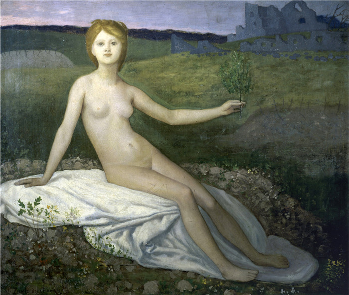皮埃尔·皮维·德·夏凡纳（Pierre Puvis de Chavannes）作品-希望，1872年 02