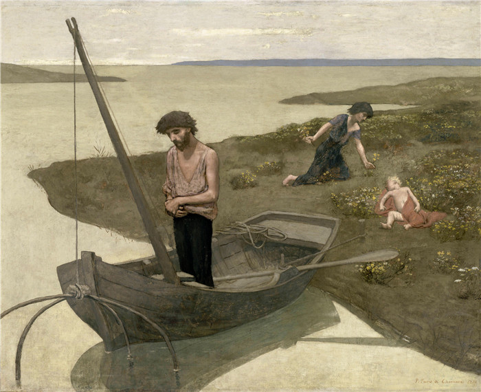 皮埃尔·皮维·德·夏凡纳（Pierre Puvis de Chavannes）作品-可怜的渔夫 01，1881年