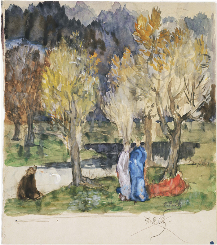 皮埃尔·皮维·德·夏凡纳（Pierre Puvis de Chavannes）作品-神圣格罗夫，1883年