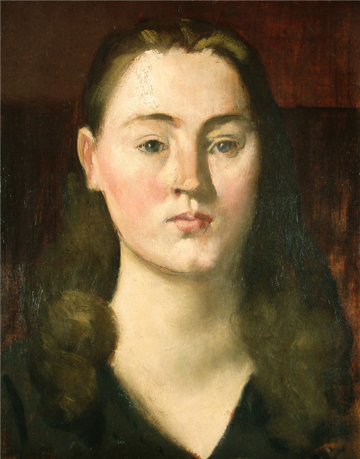 皮埃尔·皮维·德·夏凡纳（Pierre Puvis de Chavannes）作品-勒菲弗尔男爵夫人肖像Portrait of Baroness Lefèvre