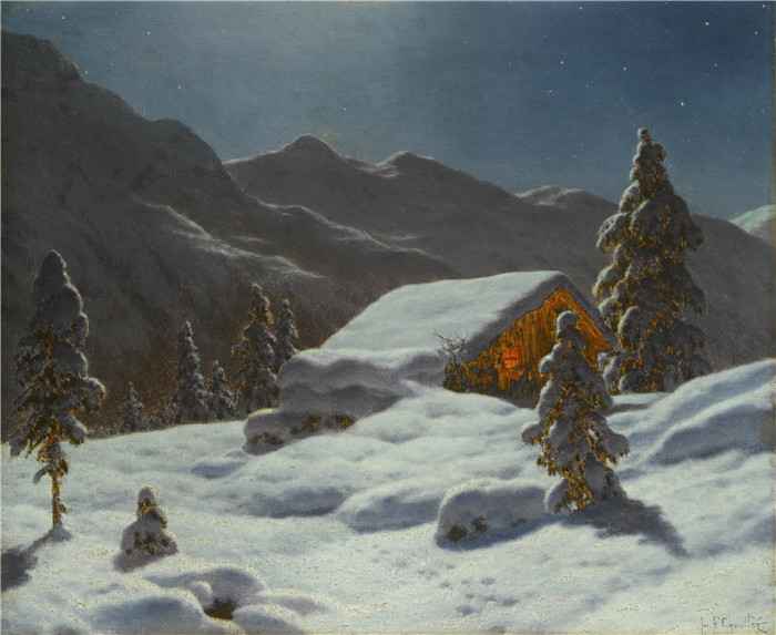 伊万·费多罗维奇·乔尔塞(Ivan Fedorovich Choultsé)作品-月光下的冬天风景