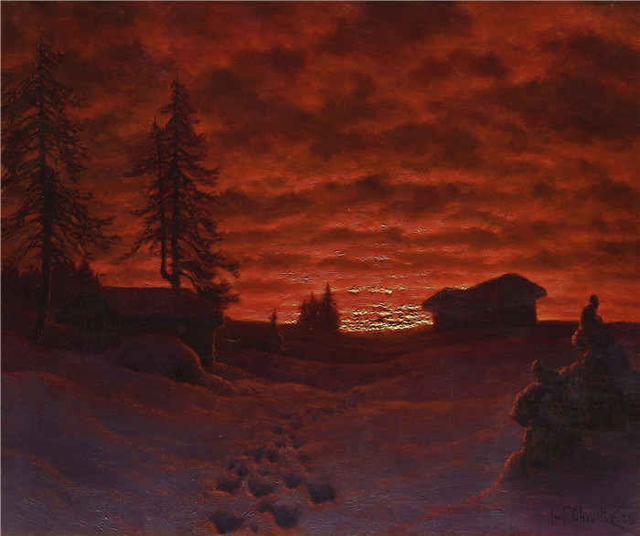 伊万·费多罗维奇·乔尔塞(Ivan Fedorovich Choultsé)作品-雪景上的日落01