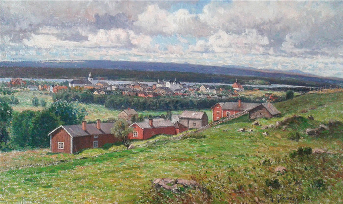 安东·亨伯格（Anton Genberg )风景作品-农庄 1913