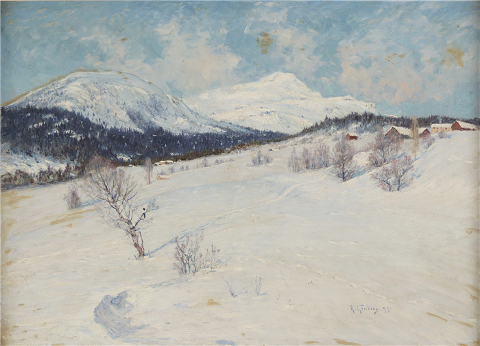 安东·亨伯格（Anton Genberg )风景作品-高山雪景 85 x 116 cm