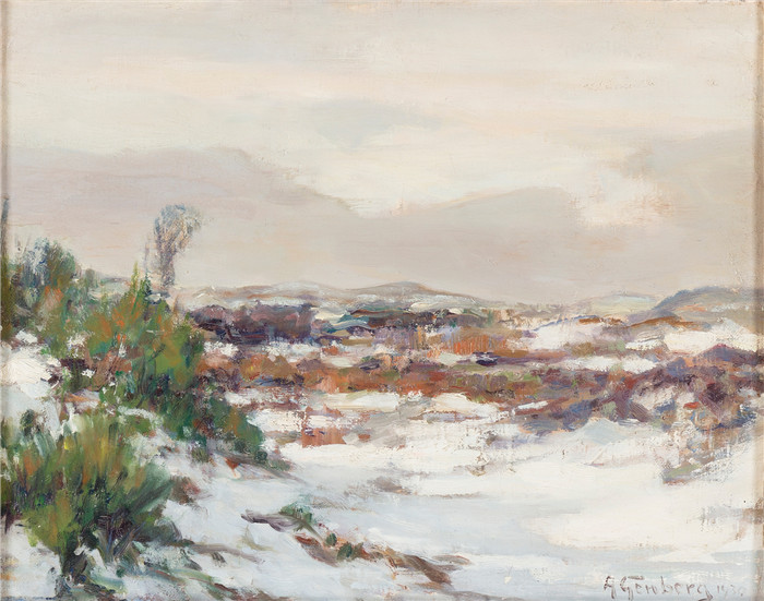 安东·亨伯格（Anton Genberg )风景作品-冬季风景 1930