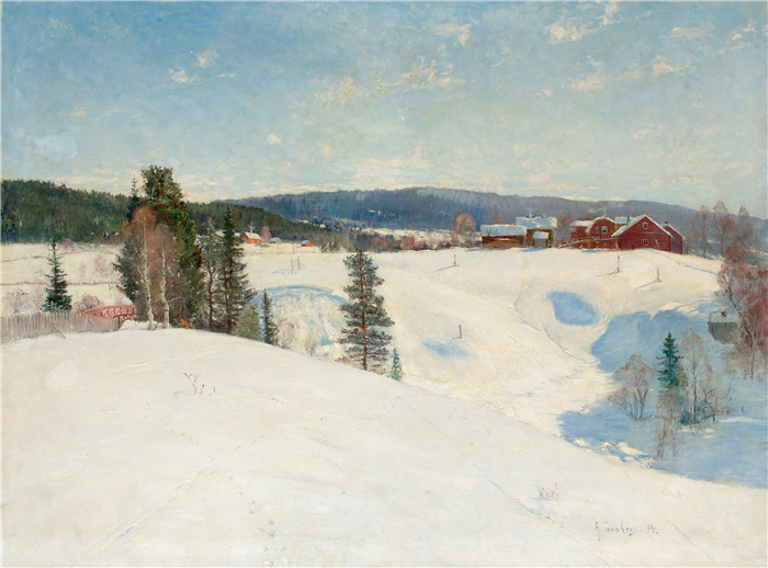 安东·亨伯格（Anton Genberg )风景作品-来自东方社区的冬季