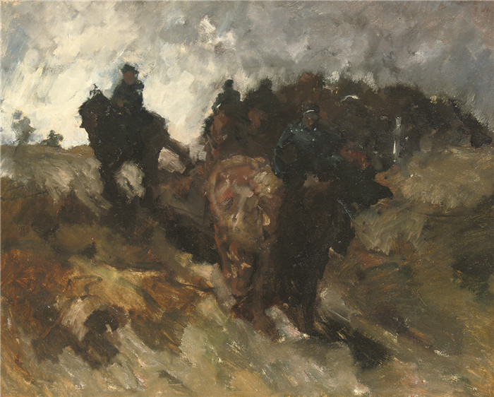 乔治·亨德里克·布莱特纳（George Hendrik Breitner）作品-沙丘中骑兵