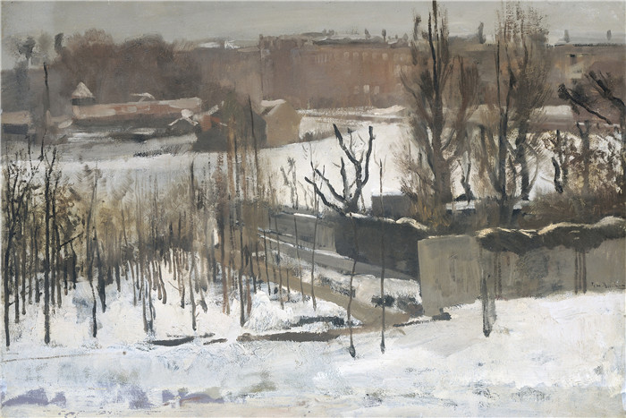 乔治·亨德里克·布莱特纳（George Hendrik Breitner）作品-雪中阿姆斯特丹奥斯特公园的景色