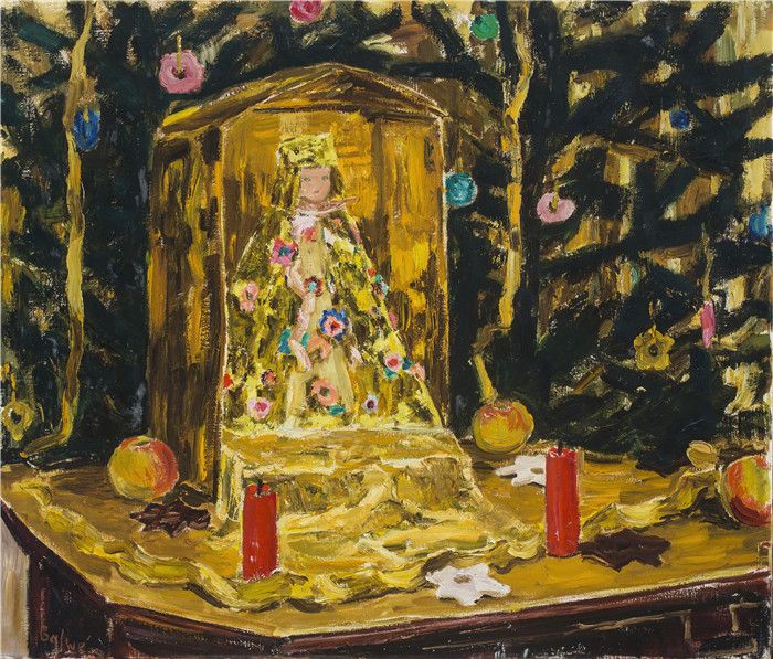阿诺德·鲍威（Arnold Balwe）高清作品-圣诞天使 1960 Ol auf Leinwand 85 x 100 cm