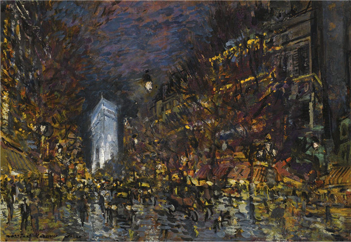 康斯坦丁·柯罗文（Constantin Korovin）高清作品-巴黎夜景，1930