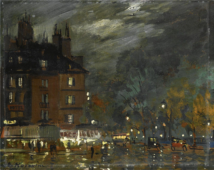 康斯坦丁·柯罗文（Constantin Korovin）高清作品-巴黎夜景 (2)