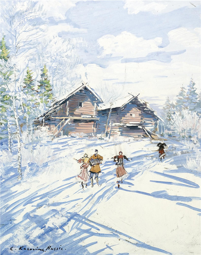 康斯坦丁·柯罗文（Constantin Korovin）高清作品-俄罗斯冬季景象