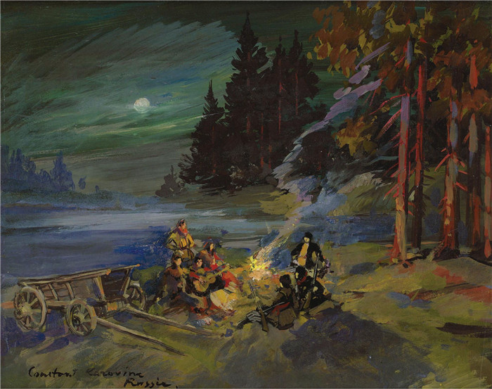 康斯坦丁·柯罗文（Constantin Korovin）高清作品-篝火The Campfire